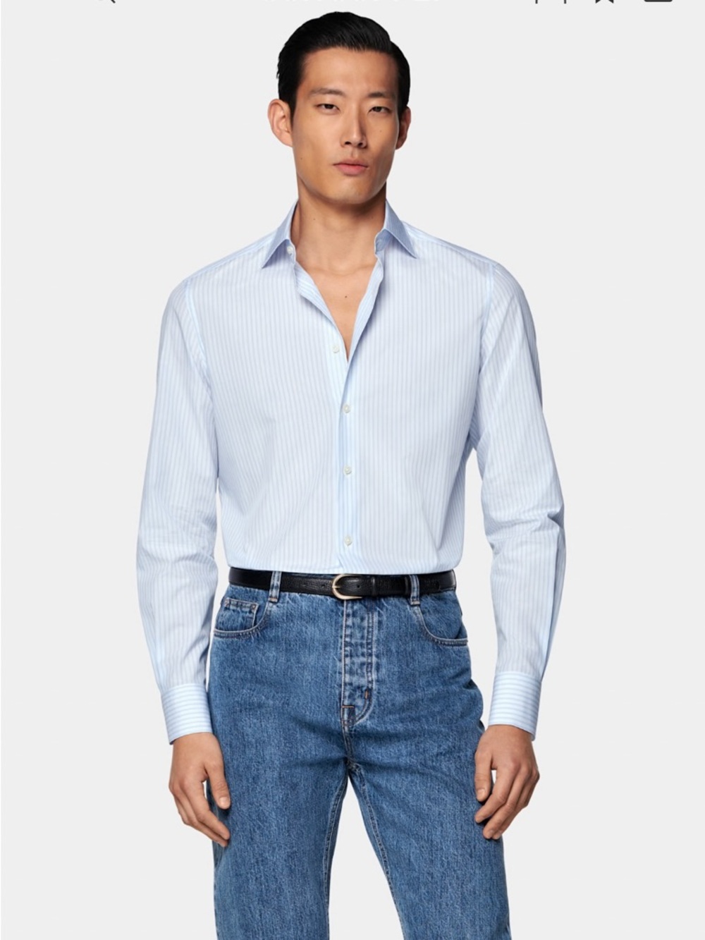 Suitsupply Light Blue Striped Egyptian Cotton Button Down Size neck 18 NWOT